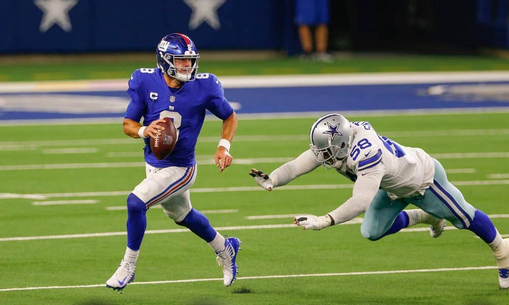The Giants take on the Eagles on Saturday night, and one NFL player prop that stands out involves Daniel Jones' passing yardage...