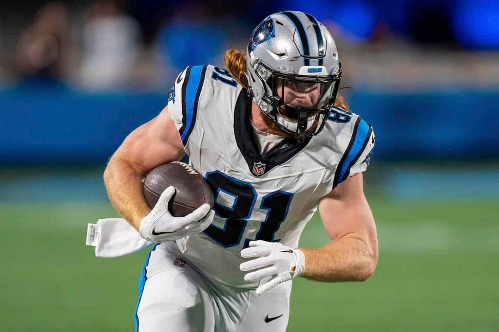 The best Panthers-Bears player prop picks and anytime touchdown scorer bets for Thursday Night Football include a bet on Hayden Hurst...