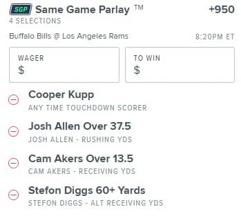 same game parlay for thursday night football