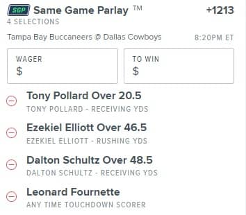 Buccaneers vs. Cowboys Same Game Parlay: Ezekiel Elliott, Leonard