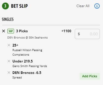 Seahawks vs. Broncos Best Same Game Parlay: Russell Wilson Cooks