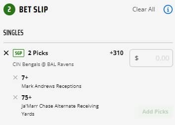 Primetime Parlay: Bengals vs. Ravens Same Game Parlay Picks and Props